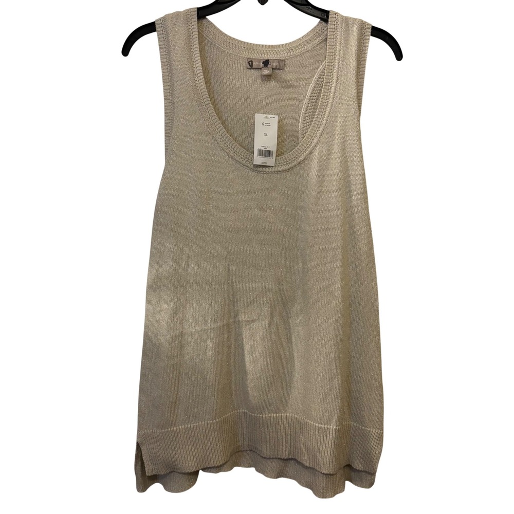 Banana‎ Republic Women's Sleeveless Knit Tank Top XL NWT Beige Metallic